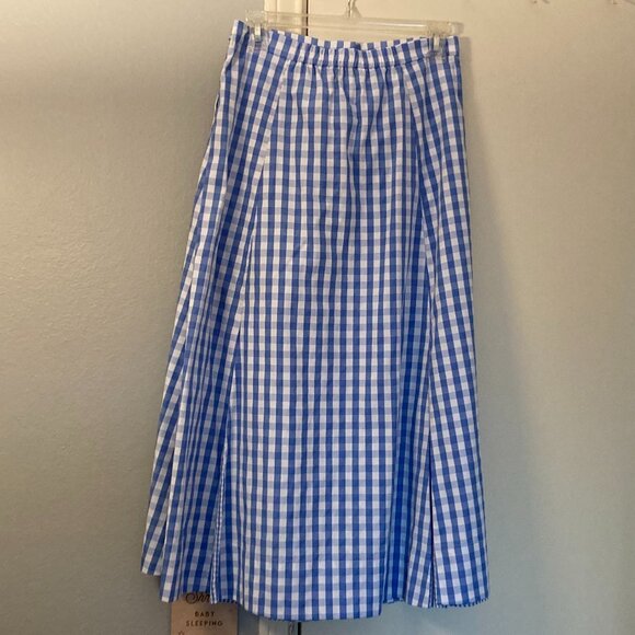 Thakoon Collective blue and white gingham wrap midi skirt, Sz. 6 - Picture 3 of 4